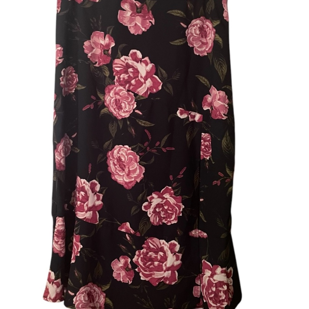 JustFab Black and Pink A-line Midi Skirt